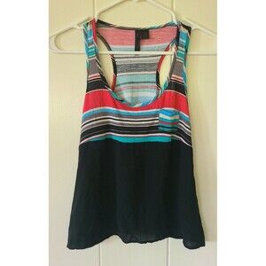 Full Tilt Womens Jrs XS Tank Top Blue Red Striped Sleeveless Racerback